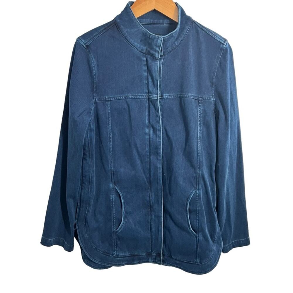 Liverpool Los Angeles Front Zip Dark Rinsed Denim Stretch Jacket Size Medium